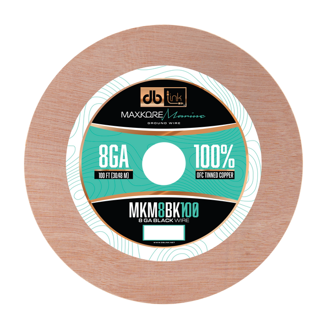 MKM8BK100 : 100' 8Ga Maxkore Marine Black, 100% OFC, TINNED Anti-Corrosive Wire Roll