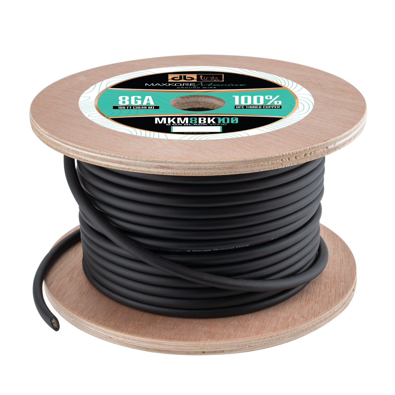 MKM8BK100 : 100' 8Ga Maxkore Marine Black, 100% OFC, TINNED Anti-Corrosive Wire Roll