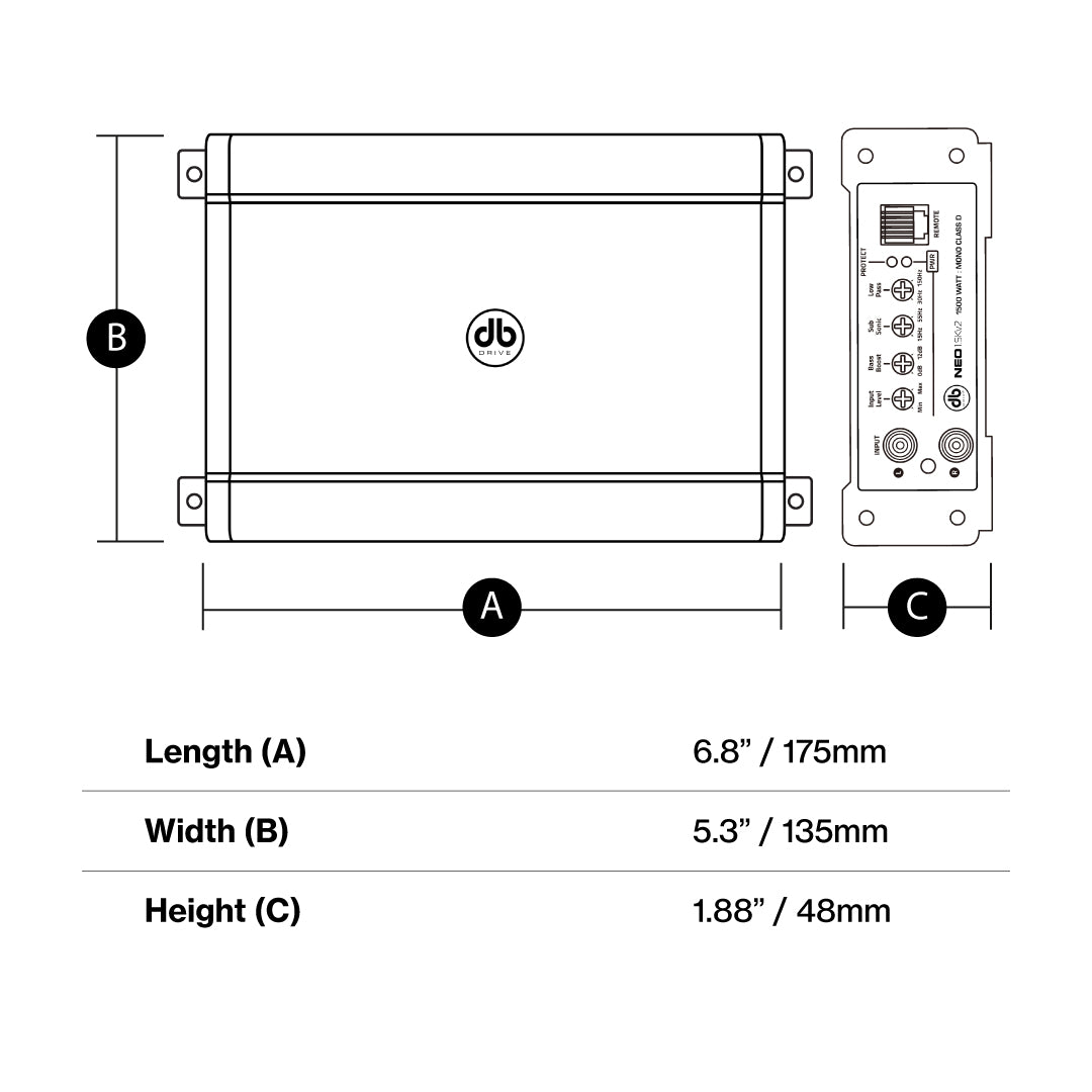 NEO4V2 : NEO 4-Channel Class D Mini Amplifier – DB Drive